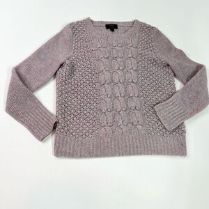J. Crew Sweater Women's Medium Lilac Lambs Wool Hand Chunky Knit Rib Trim